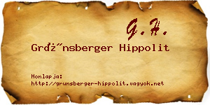 Grünsberger Hippolit névjegykártya